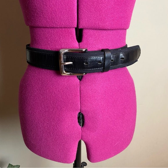 VTG Black Leather and Canvas Belt - Picture 1 of 3